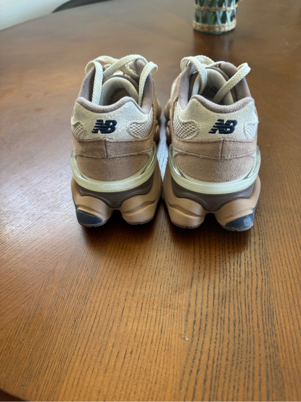 New Balance Women's Beige and white Mesh & Suede Sneakers - Picture 2 of 8